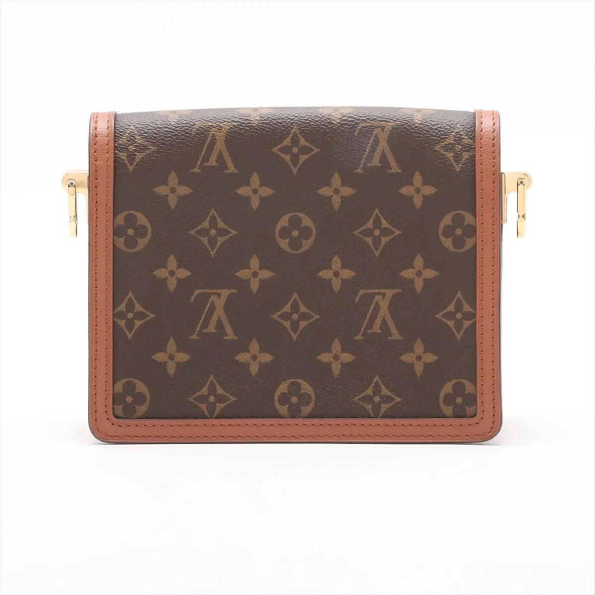 Pre-Loved Dauphine Crossbody Bag Monogram Coated Canvas Mini with Gold Hardware, Brown