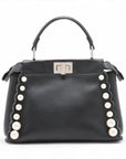 Pre-Loved Peekaboo Handbag Leather Mini with Silver Hardware, Black