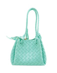 Pre-Loved Andiamo Handbag Intrecciato Leather Mini with Gold Hardware, Mint Green