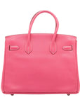 Pre-Loved Birkin Handbag Leather 30 with Palladium Hardware, Pink