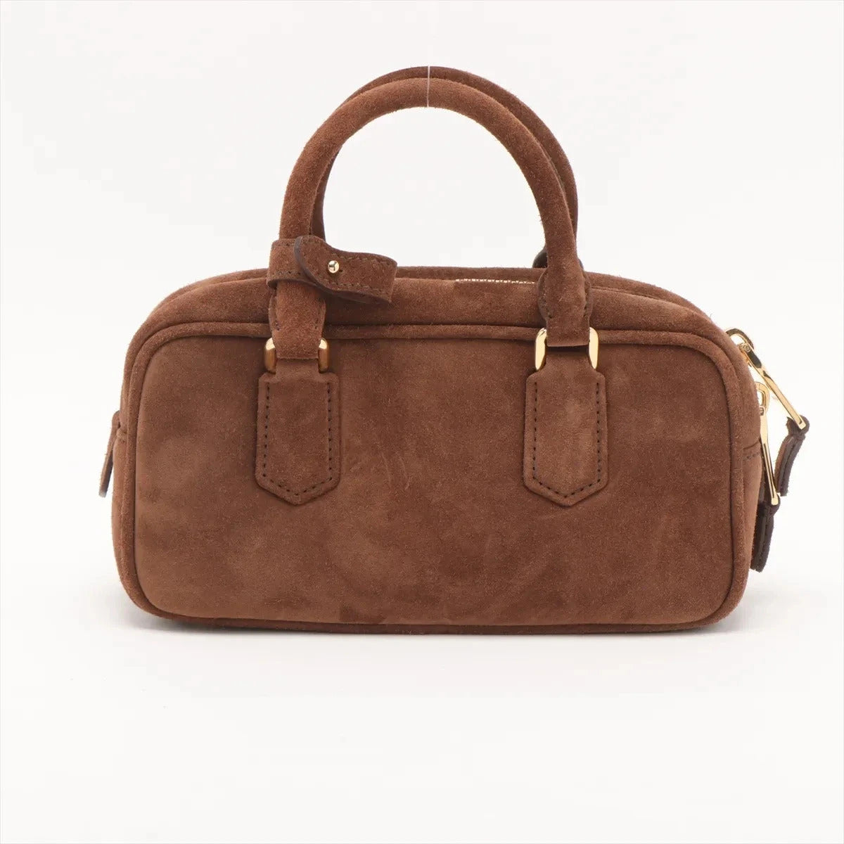 Pre-Loved Arcadie Handbag Suede Small with Gold Hardware, Brown