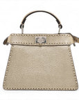 Pre-Loved Peekaboo Handbag Leather Mini with Silver Hardware, Gold