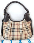 Pre-Loved Brooke Hobo Shoulder Bag Haymarket Check Coated Canvas with Gold Hardware, Beige