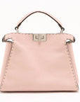 Pre-Loved Peekaboo Selleria Handbag Leather Mini with Silver Hardware, Pink
