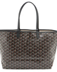 Pre-Loved Saint Louis Tote Goyardine Coated Canvas PM with Silver Hardware, Black and Tan