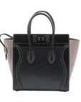 Pre-Loved Luggage Tote Leather Micro with Gold Hardware, Black and Grey