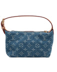Pre-Loved Pochette Accessoires Pochette Monogram Denim with Gold Hardware, Blue
