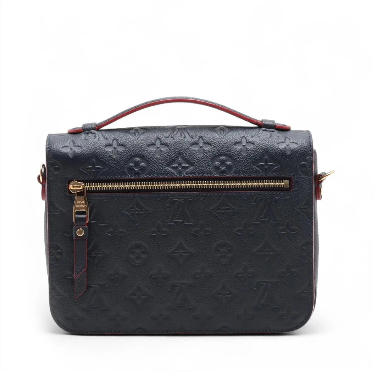 Pre-Loved Pochette Métis Crossbody Bag Monogram Leather with Gold Hardware, Navy Blue