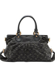Pre-Loved Neo Cabby Handbag Monogram Denim MM with Aged Gold Hardware, Black