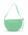 Pre-Loved Sunrise Shoulder Bag Intrecciato Leather Small with Gold Hardware, Mint Green