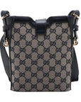Pre-Loved GG Canvas Bucket Bag Crossbody Bag GG Monogram Coated Canvas Small with Gold Hardware, Beige and Navy