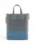 Pre-Loved Cabas Tote Leather Small with Gold Hardware, Gray and Blue