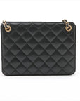 Pre-Loved CC Chain Logo Quilted Chain Bag Shoulder Bag Quilted Leather Small with Gold Hardware, Black