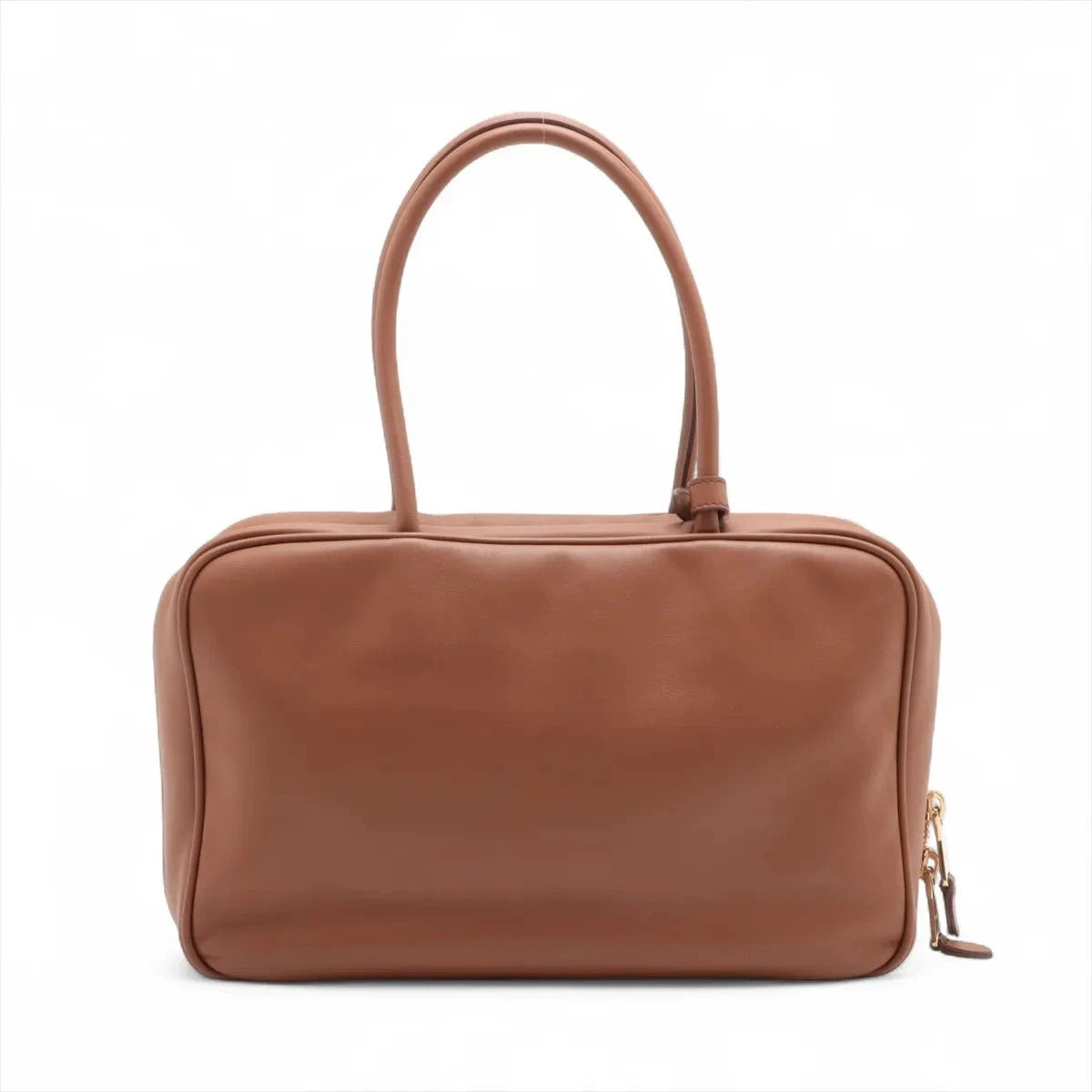 Pre-Loved Bowling Bag Handbag Leather with Gold Hardware, Brown
