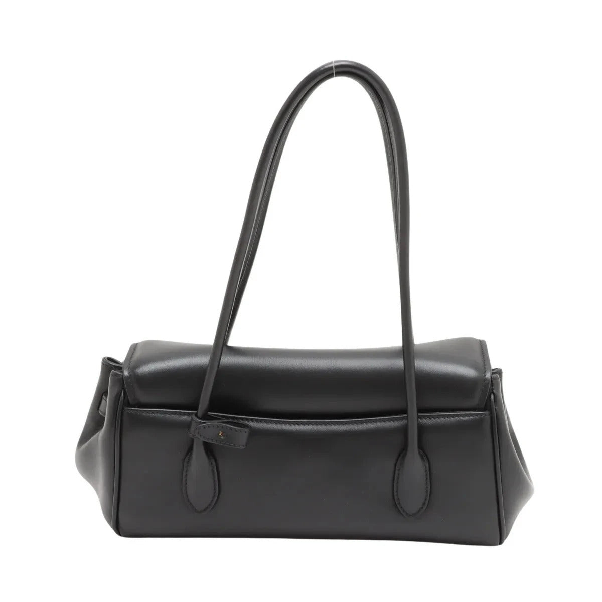 Pre-Loved Nappa Leather Shoulder Bag Leather with Gold Hardware, Black