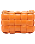 Pre-Loved Padded Cassette Crossbody Bag Intrecciato Leather with Gold Hardware, Orange