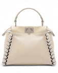 Pre-Loved Peekaboo Handbag Leather Mini with Silver Hardware, Ivory
