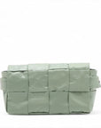 Pre-Loved Cassette Crossbody Bag Intrecciato Leather Mini with Silver Hardware, Sage Green