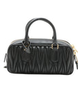 Pre-Loved Matelassé Bowling Bag Handbag Quilted Leather Mini with Gold Hardware, Black