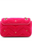 Pre-Loved GG Marmont Shoulder Bag Quilted Velvet Small with Aged Gold Hardware, Pink