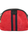 Pre-Loved Ophidia Crossbody Bag Suede Small with Gold Hardware, Red
