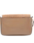 Pre-Loved Baguette Crossbody Bag Monogram Suede Mini with Silver Hardware, Beige