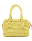 Pre-Loved Crochet Bauletto Handbag Raffia Crochet Mini with Gold Hardware, Yellow