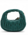Pre-Loved Wander Matelassé Hobo Handbag Quilted Leather Micro with Gold Hardware, Green