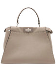 Pre-Loved Peekaboo Handbag Leather Regular with Silver Hardware, Taupe