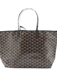 Pre-Loved Saint Louis Tote Goyardine Chevron Coated Canvas GM with Silver Hardware, Black/Brown