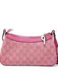 Pre-Loved GG-P Half-Moon Shoulder Bag Monogram Coated Canvas Small with Silver Hardware, Pink