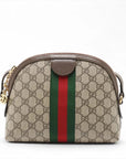 Pre-Loved Ophidia Crossbody Bag Monogram Coated Canvas Small with Gold Hardware, Beige/Ebony