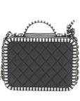 Pre-Loved CC Filigree Vanity Case Shoulder Bag Quilted Leather Medium with Silver Hardware, Black