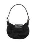 Pre-Loved Mini Mamma Baguette Shoulder Bag Canvas Plain Mini with Silver Hardware, Black