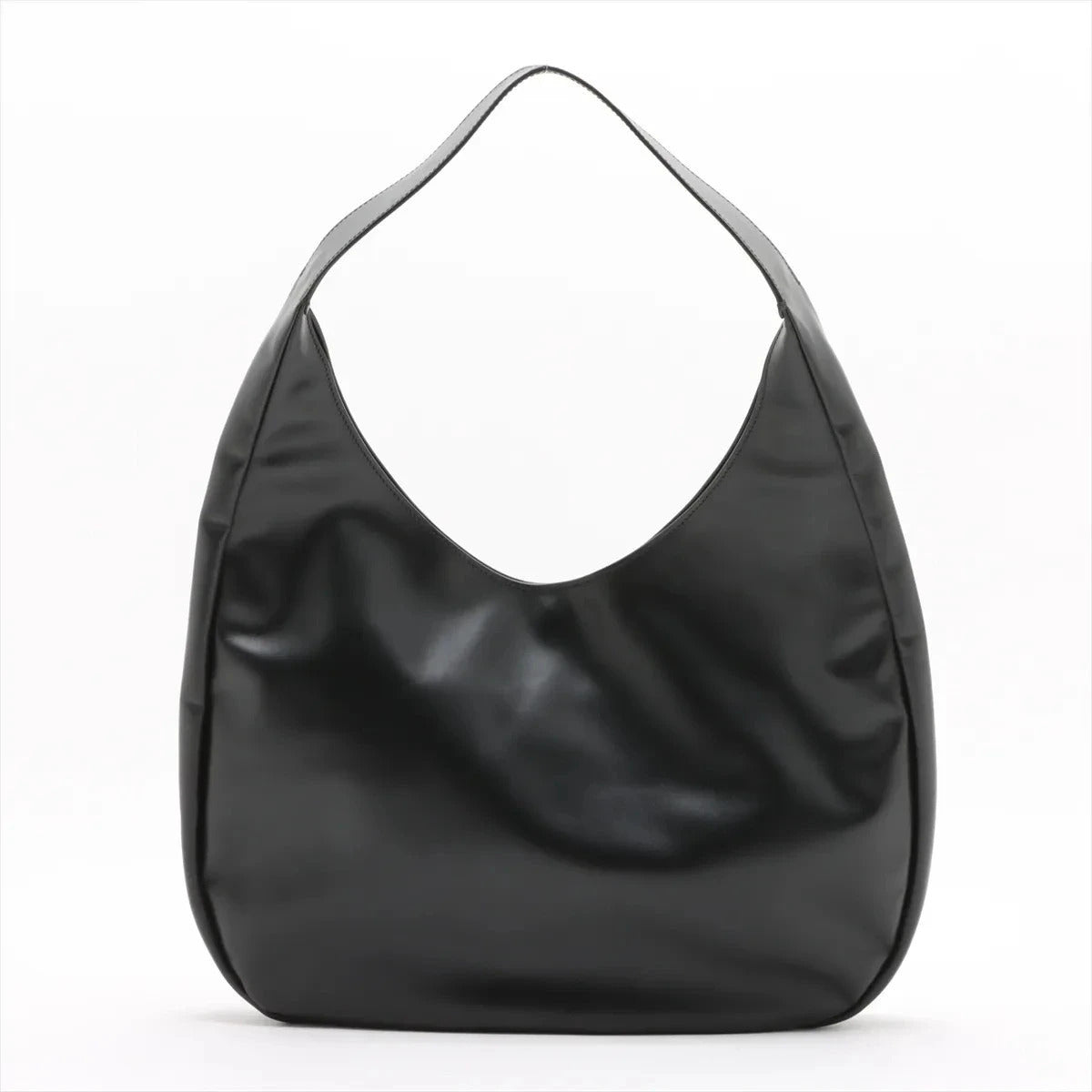 Pre-Loved Padded Nappa Leather Hobo Shoulder Bag Leather with Gold Hardware, Black