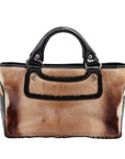 Pre-Loved Boogie Handbag Pony Hair with Silver Hardware, Brown and White