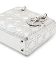 Pre-Loved Lady Dior Handbag Quilted Leather Mini with Silver Hardware, Silver