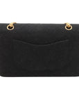Pre-Loved Classic Double Flap Shoulder Bag Quilted Jersey Medium with Gold Hardware, Black
