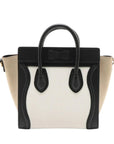 Pre-Loved Luggage Tote Leather Nano with Gold Hardware, White, Black & Beige