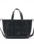 Pre-Loved Barbes East-West Shopper Tote Leather Small with Silver Hardware, Black