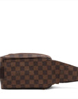 Pre-Loved Geronimos Crossbody Bag Damier Coated Canvas with Gold Hardware, Brown