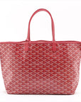 Pre-Loved Saint Louis Tote Goyardine Chevron Coated Canvas PM with Gold Hardware, Red
