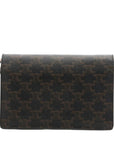Pre-Loved Triomphe Wallet on Strap Crossbody Bag Triomphe Coated Canvas with Gold Hardware, Brown