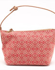Pre-Loved Anagram Pochette Shoulder Bag Anagram Canvas Small with Gold Hardware, Red and Beige