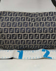 Pre-Loved Mamma Baguette Shoulder Bag Zucchino Canvas Coated with Silver Hardware, Navy and Grey