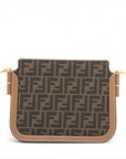 Pre-Loved Touch Crossbody Bag FF Logo Canvas Coated with Gold Hardware, Brown