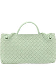 Pre-Loved Andiamo Handbag Intrecciato Leather Small with Gold Hardware, Mint Green