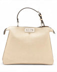Pre-Loved Peekaboo Handbag Leather with Silver Hardware, Metallic Gold