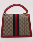 Pre-Loved Queen Margaret Handbag Monogram Coated Canvas Small with Aged Gold Hardware, Beige Ebony Red