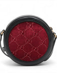 Pre-Loved Ophidia Round Mini Crossbody Bag Monogram Velvet Mini with Aged Gold Hardware, Red and Black